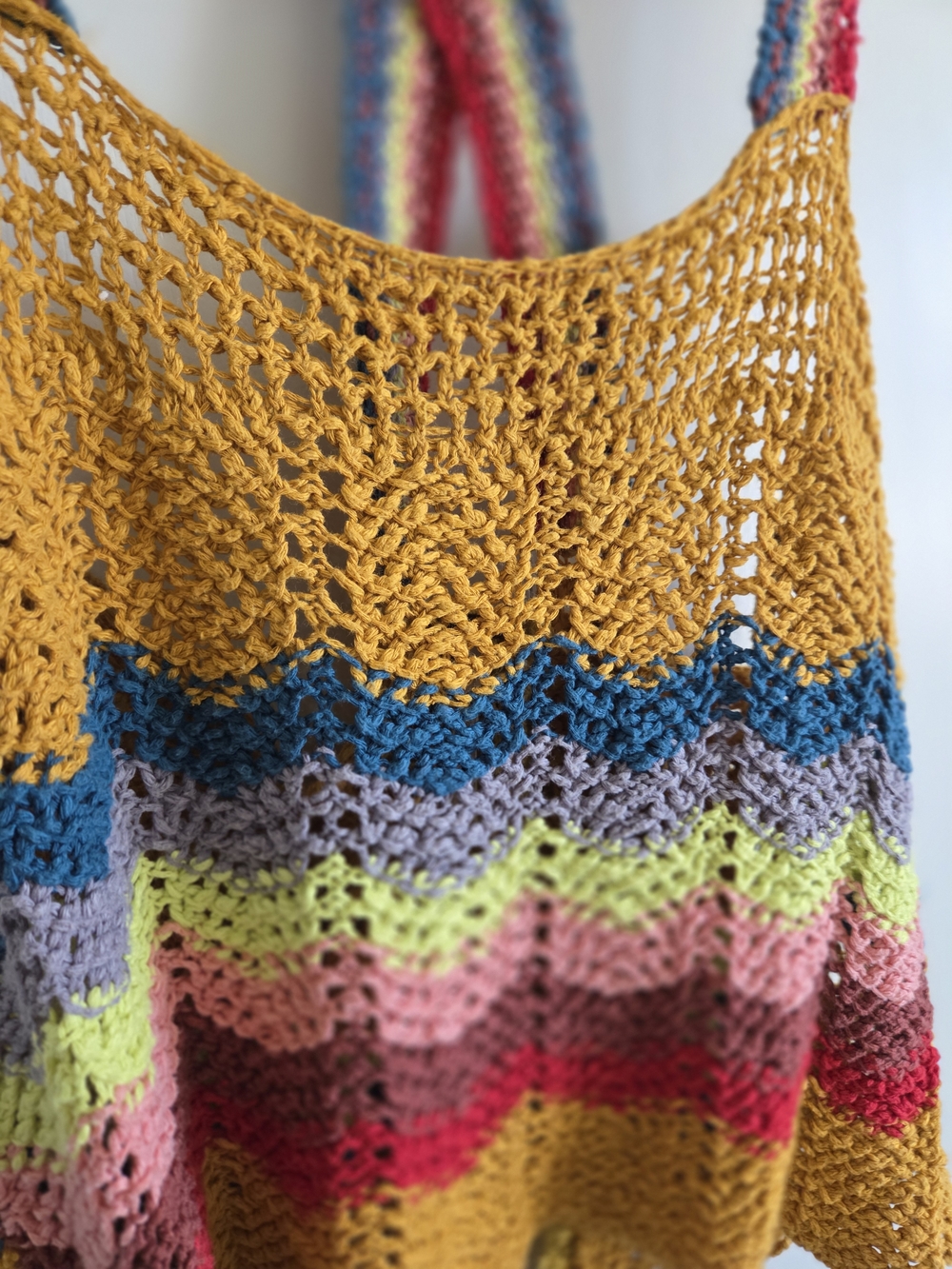 Free People Mustard Crochet Striped Tank Top - Multi - Picture 3 of 11